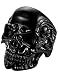 FIBO STEEL Stainless Steel Rings for Men Women Black Skull Head Rings,Size 8