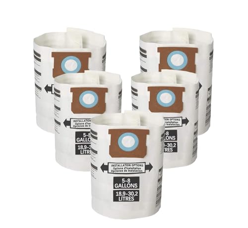 Image of 5 Pack Compatible with Shop Vac Bags 5-8 Gallon - Fits 90671, 90661,VF2004, Disposable Filter Bags Type E