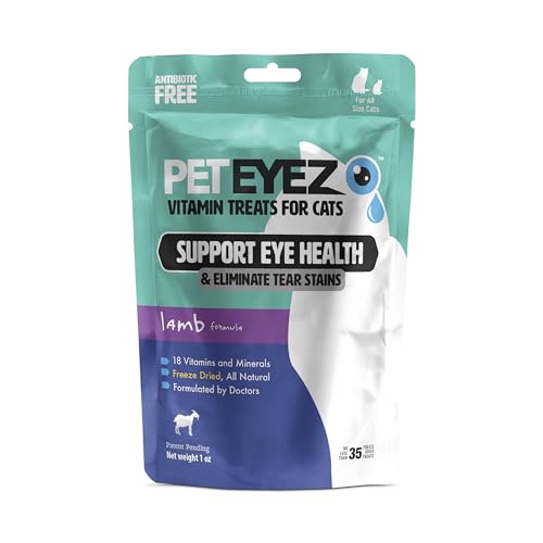 PetEyez Vitamin Treats for Cats - Tear Stain Remover - Eye Health Support - Reduces Itching & Allergies - Lamb Flavor - 1oz -  Pet Eyez