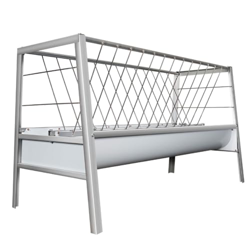 88 Gallon Goat Hay Feeder, 60" Length Goat Feeder, Heavy Duty Galvanized Steel Hay Rack, Non-Slip Base, Ease of Assembly, Double-Sided Feeding Hay Feeder for Goats, Sheep, Horses, Silver