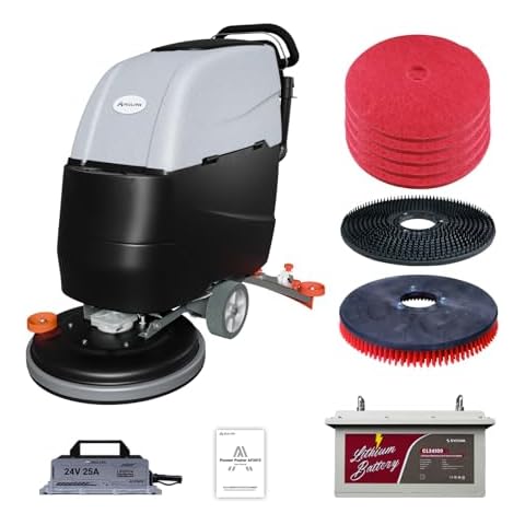 Auto Floor Scrubber Machine Kit, 17-Gal, 22 Inch, Lithium Battery Powered, Self-Propelled, 27000sqft, All Parts, Commercial Floor Cleaning Machine for Warehouse, Malls, Garage Cover
