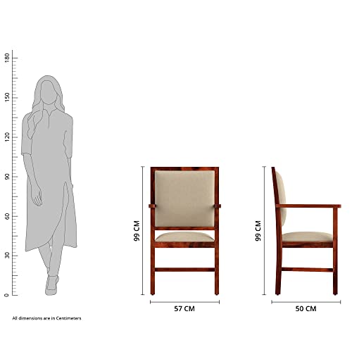Image of Amazon Brand - Solimo Alore Solid Sheesham Wood Arm Chair with Cushion (Honey Finish)