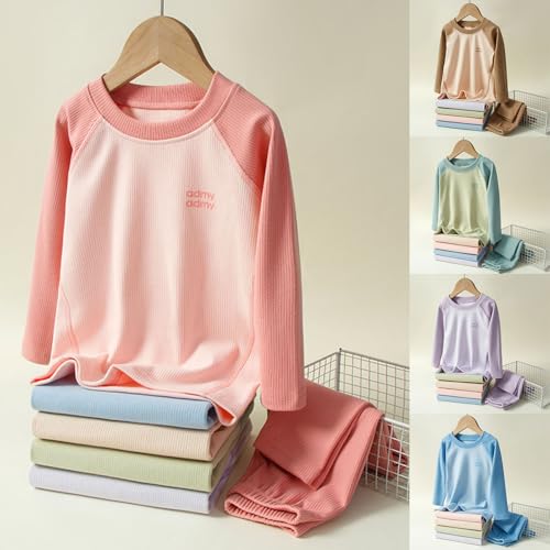 Girls 2 Piece Colorblock Oufits Warm Fleece Lined Long Sleeve Raglan Sweatshirt + Pants Fall Winter Sets for Boys 2-14 Years2