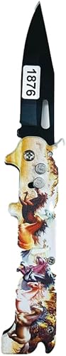 Cuchillo plegable táctico con mango impreso de caballo  cuchillo de pesca  cuchillos de padrino de boda  cuchillo de caza personalizado  cuchillo