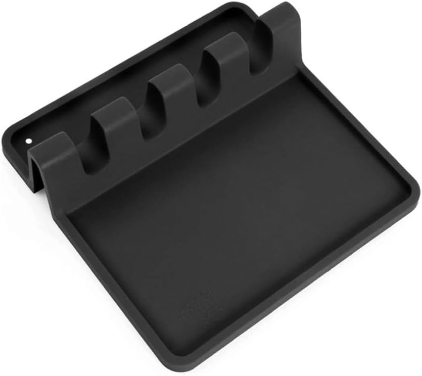 Kitchen Shelves Multi-function Non-slip Spoon Mat with Drainage Hole Kitchenware Storage Rack Home(Black)