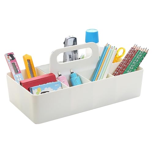 Organizador de escritorio – Funda de mesa con asa, múltiples compartimentos divididos, práctico soporte | Ideal para llaves, rotuladores, juguetes, champú, lavandería, baño, dormitorio, estudio,