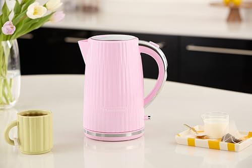Russell Hobbs Wasserkocher [1,7L 2400W] Eden Himbeere, Edelstahlakzente (herausnehmbarer Kalkfilter,Deckelöffnung per Knopfdruck,Wasserstandsanzeige,leuchtender Schalter, BPA frei) Teekocher 27362-70 2