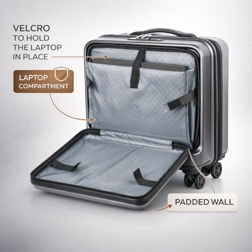 Image of Lite Go Cabin Overnighter Trolley Bag Small Size Polycarbonate 18inch 45cms with 16inch Laptop Compartment Suitcase for Flight Travel Suitable for Men, Women,Boys and Girls (Slate Grey)