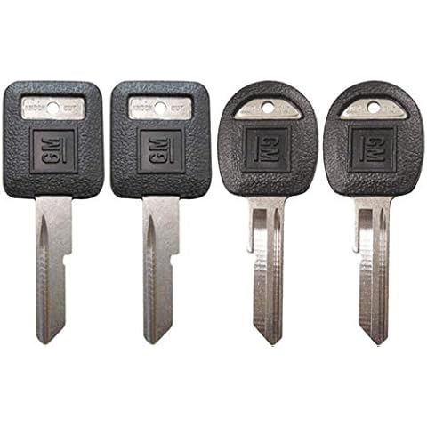 Strattec 4 Keys Set - New GM Logo OEM'E' Ignition +'H' Doors/Trunk Key Blanks Uncut 595198 + 595311 Fits Select GM Vehicles Cover