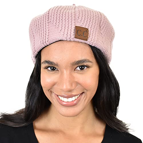 C.C Soft Warm Cable Knit French Style Beret Bonnet...
