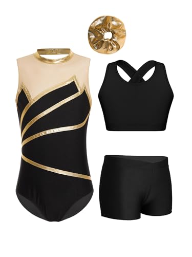 Consejos para Comprar Ropa de Gimnasia - solo los mejores. 49 iiniim Leotardo de Gimnasia Rímitica para Niñas con Chaleco y Pantalones Cortos Maillot de Danza Ballet sin Mangas Conjunto Deportivo Disfraz de Bailarina 5-16 años Dorado 5-6...