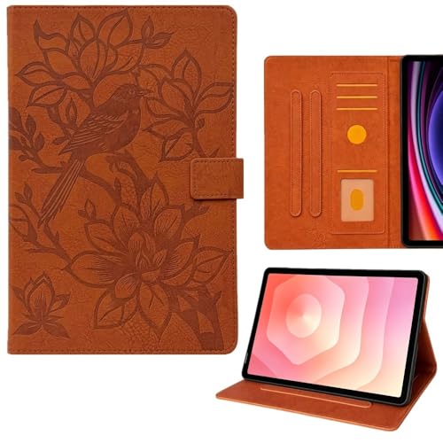 Housse antichoc Samsung Galaxy Tab S10 Lite rabat cuir marron protection intégrale