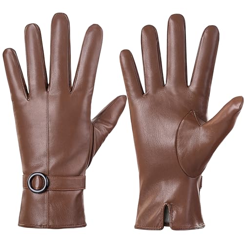 Womens Winter Leather Touchscreen Texting Warm Driving Lambskin Gloves 100% Pure