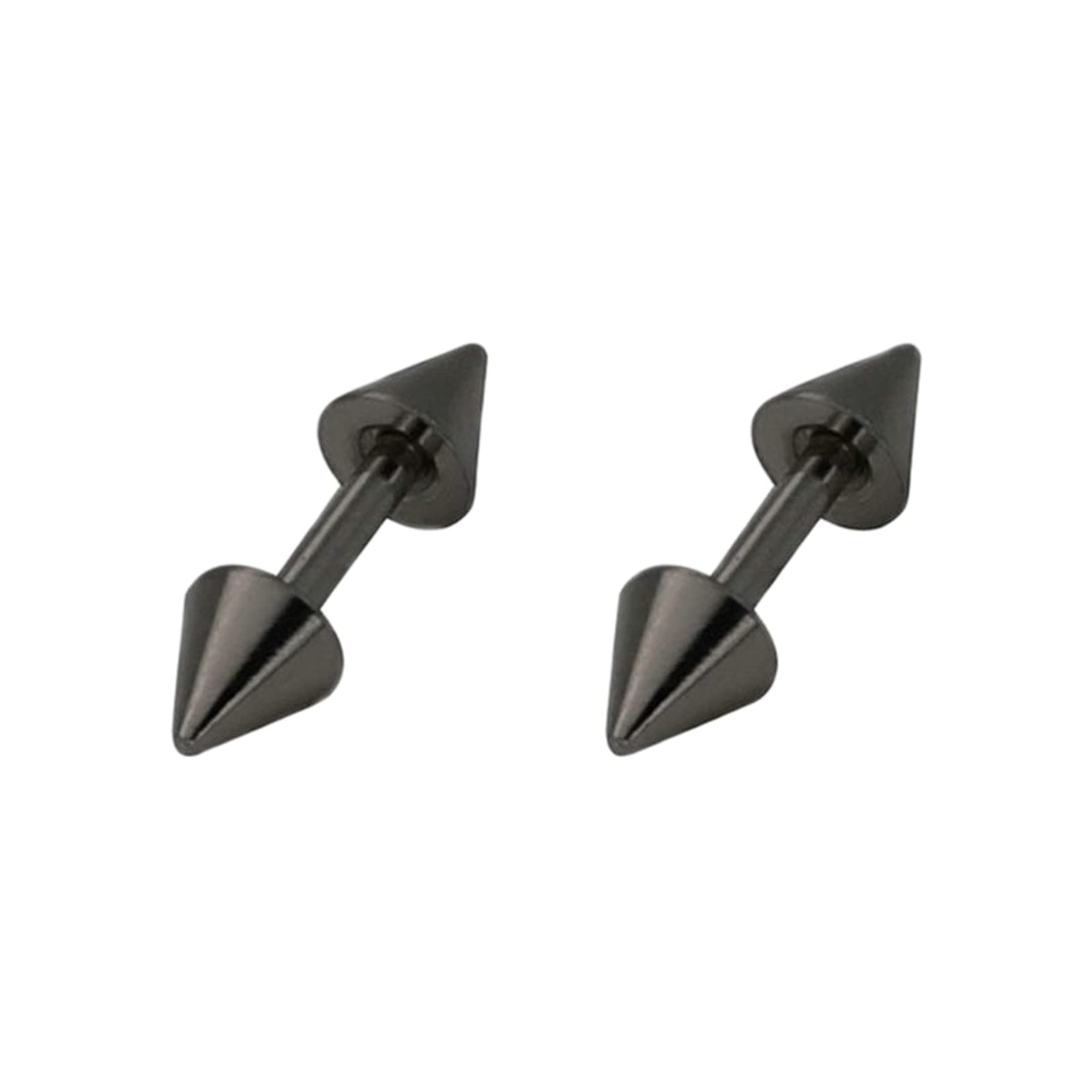 LLXYWJ Edelstahl-Ohrringe für Damen und Herren, Ohrstecker, Silber/Schwarz/Gold, 3–5 mm, geometrischer Kegel, Damen-Set