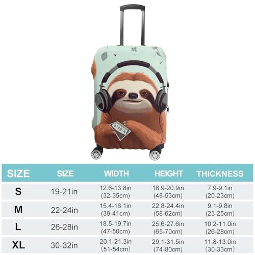Funny Cute Animal Sloth Music Travel Luggage Cover Anti-scratch Suitcase Cover Elastic Suitcase Protective Cover Fits 19-32 Inch Luggage XL2