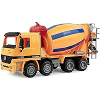 Large Cement Mixer Truck Toy, 15\" 1:22 Scale Construction Vehicle with Rotating Drum, Friction Powered for Outdoor Sandbox Play