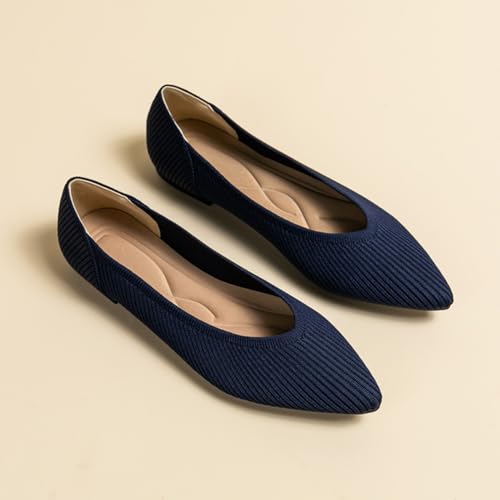 Women's Ballet Flats Pointed Toe Knit Flats Slip On Shoes Dressy Casual Office Wear,Model XTZ-A8ZW2