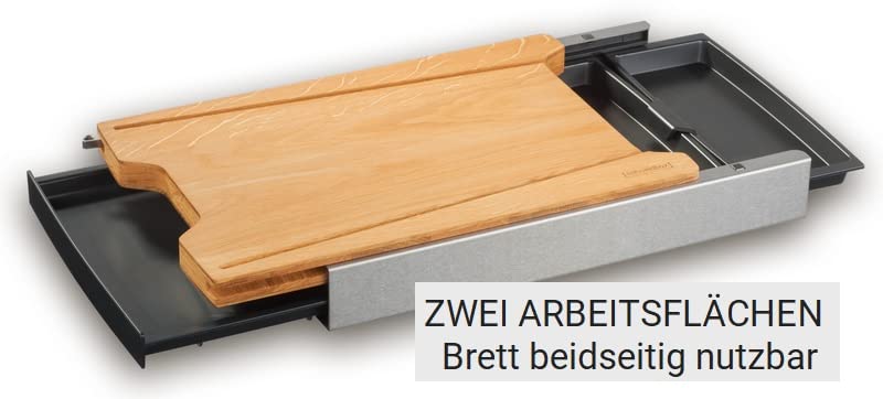 Eiche - Schneidebrett Mit 4 Auffangschalen Im Edelstahlkasten Inkl. Wechselbrett - Patentiertes Trennsystem - Made In Germany