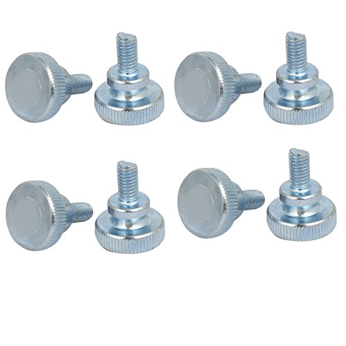 sourcingmap M6x12mm Flat Knurled Head Fully Threaded Thumb Screws Bolts Fastener 8pcs