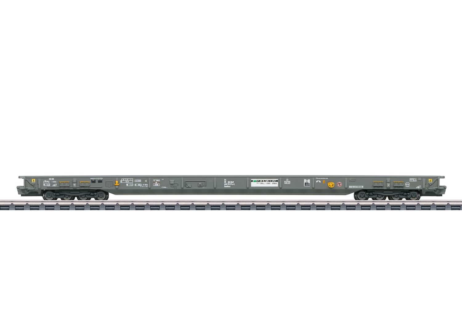 Märklin 47408 Wagon Marchandises « Route de Campagne roulante » - Courant Alternatif H0 - Chariot à Plancher Bas Saadkms RAlpin AG - Structure métallique, Cales de Maintien et Embrayage spécial