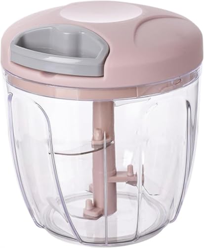 ZGHQHCDRH食洗機対応 強化版 みじん切り器 500ml 900ml ふたも洗える ?蒜泥神器を使った蒜の砕き機 手動式の小型大蒜砕き機 蒜を搾るための蒜搾り臼子 蒜の粉末を作るための蒜の搗き棒 (900ml,ピンク)