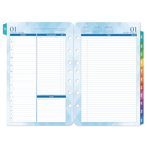 2026-2027 Planner Refills Jul 2026 - Jun 2027 Two Pages Per Day Daily Monthly Planner 2026-2027 5.5 x 8.4 Ring-Bound Organizer Tabs Quotes Prioritized Task Daily Tracker/Notes Appointment Schedule