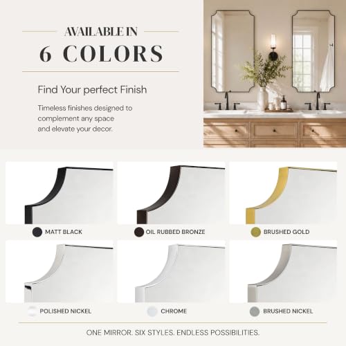 Image of TEHOME 20x30'' Chrome Scalloped Bathroom Mirrors, Silver Decorative Bathroom Vanity Mirror
