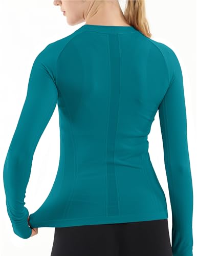 Image of MathCat Seamless Workout Shirts for Women Long Sleeve Yoga Tops Sports Running Shirt Breathable Athletic Top Slim Fit XS-XL