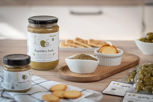 Pack of 3 Variety Olive Paste, 2 Pack Hand Picked Green Olive Spread, 1 Pack Fully Ripped Kalamon Olive Spread, Gluten Free Olive Tapenade Jars 3X650g
