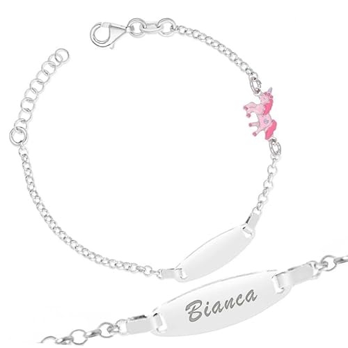 Sakrami Bracciale Bambina in Argento 925 + Piastrina Personalizzabile +