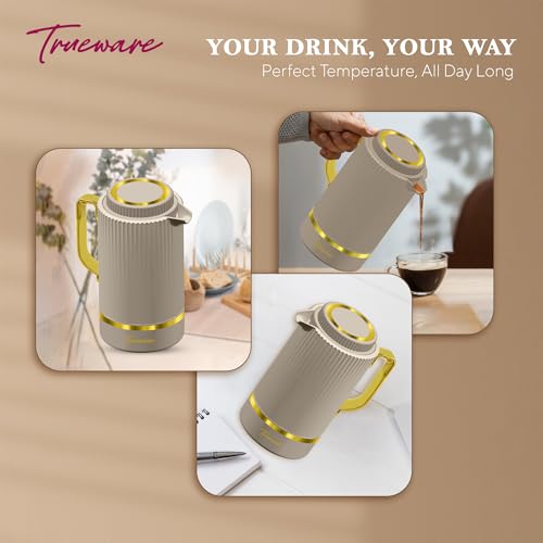 Image of Trueware Marvel 1200 Insulated Flask - 1000 Ml | PU Insulated Inner Stainless Steel Hot & Cold Flask, BPA Free, Leak Proof, Ideal for Tea, Coffee, Water, Hot Beverages