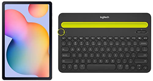 Image of Samsung Galaxy Tab S6 Lite 26.31 cm (10.4 inch), S-Pen in Box, Slim and Light, Dolby Atmos Sound, 4 GB RAM, 64 GB ROM, Wi-Fi+LTE,Chiffon Pink + Logitech K480 Bluetooth Keyboard