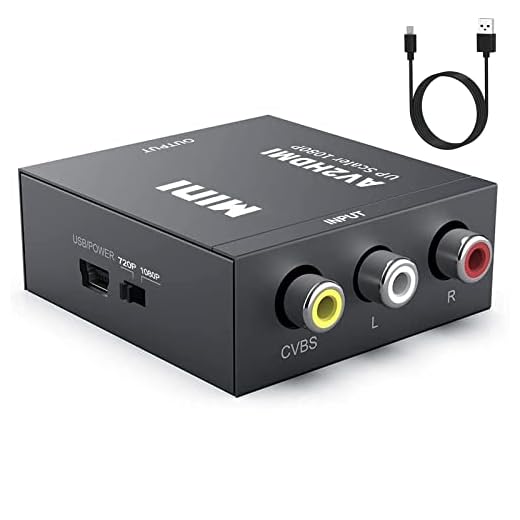 UPGROW RCA to HDMI Converter 1080P Mini CVBS to HDMI Composite Video Audio Converter AV to HDMI Converter Supports NTSC PC Laptop Xbox PS4 PS3 TV STB VHS VCR Camera DVD, UPGROWRCAH01