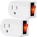 Grounded Outlet Adapter, ANKO ETL Listed Wall Tap Adapter with Red Indicator On/Off Power Switch (2 PACK)