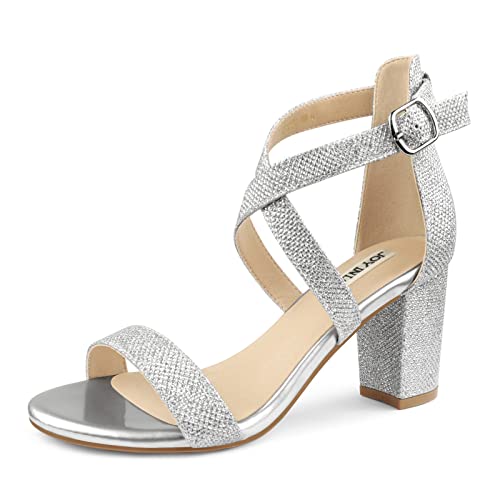 Image of JOY IN LOVE Women's Chunky Block Heels 3 Inch Ankle Strap Low Heel Sandals