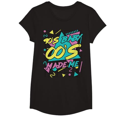 90's Baby 00's Made Me 1990s Vibes 90s Culture T-Shirt, Girls, Black, Medium