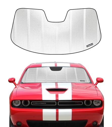 Pigenius Windshield Sun Shade for Dodge Challenger 2015-2023. Reflective Aluminum Film Front Window