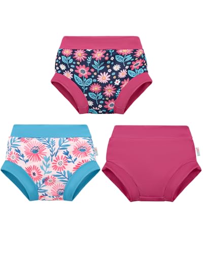 Image of ALVABABY 3 Pack Reusable Baby Girls Swim Diapers UPF 50+ Washable Toddler Beach Diapers