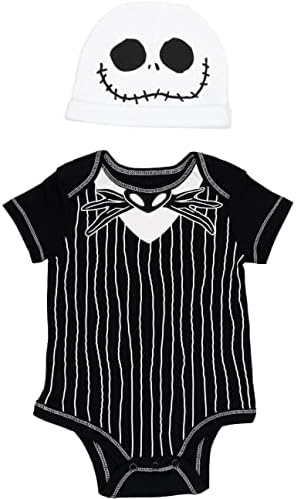 Disney Nightmare Before Christmas Jack Skellington Newborn Baby Boys Cosplay Costume Bodysuit and Hat 3-6 Months
