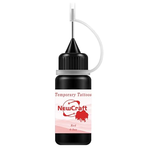 Temporary Tattoo Ink, Red Temporary Tattoo Kit with Red Tattoo Inks 84pcs Stencils DIY Semi Permanent Tattoo Ink for Women Men