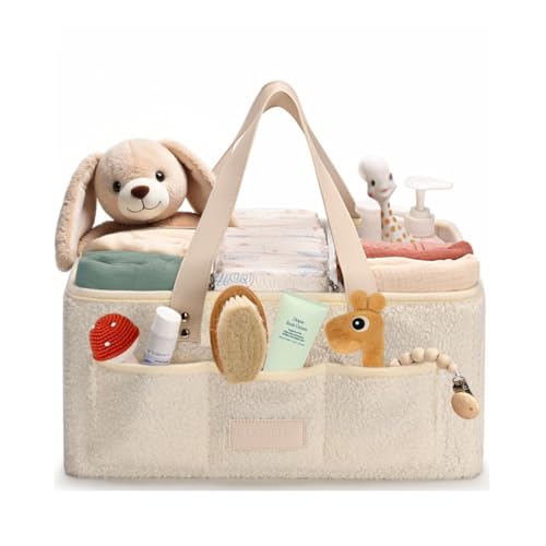 Image of Toodly Baby Changing Basket with Diaper Caddy – Sage Green Cotton Rope Changing Basket for Dresser – Portable Diaper Changing Pad for Nursery – Changing Table Topper