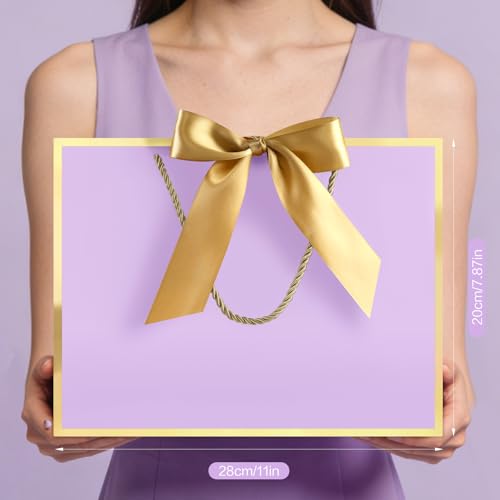 Image of JMANNI Gift Bags with Handles, 11 inch Small Gift Bags with Tissue Paper | 2 Pcs Light Purple Bags, 4 Tissue Paper and 2 Cards, for Baby Shower, Wedding Bridal Shower, Birthday Party