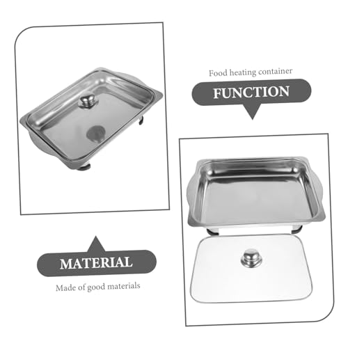 MAGICLULU 1 Satz Buffetofen Für Gastronomie Heiße Platte Speisenwärmer Scheuernde Gerichte Herd Buffetwärmer Tablett Selbst Grillrost Aus Edelstahl Hotelofen Silver Rostfreier Stahl – Bild 6