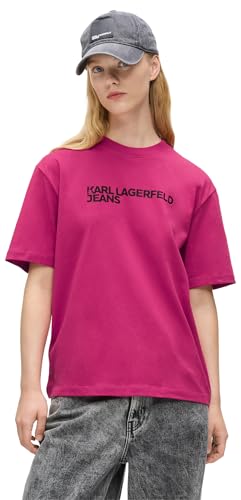 Karl Lagerfeld Jeans, Camiseta de Manga Corta para Mujer, Corte Regular, Muy Baya, XL, Rosa., XL