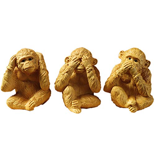 Statue singes de la sagesse décoration maison bureau trois singes bois