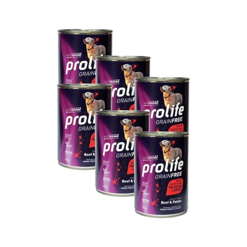 PROLIFE UMIDO CANE 6x400GR ADULT GRAIN FREE MANZO & PATATE MEDIUM/LARGE - Confezione risparmio 6 lattine da 400gr