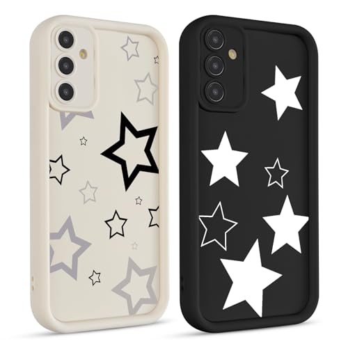lioscre 2 Pack Cute Star Phone Case for Samsung Galaxy S25 5G 6.2', Aesthetic Coquette White Cool Y2K Pattern Print Design Women Girls Case Soft Slim Shockproof TPU Protective Funda Cover