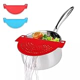 Plastic Pot Strainers 2 Pcs, Food Strainer for Noodles Fruit Veggies, Pasta Pot Drainer Suitable for Pots or Containers Up to 8 Inches