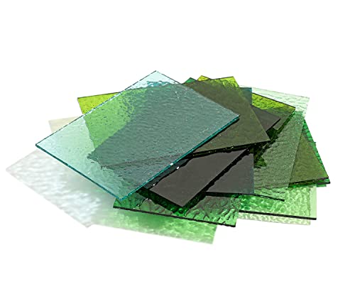 Lanyani Green Transparent Stained Glass Sheets For Craft, 6X4 Inch Colored Textured Cathedral Glass Pack, 10 Sheets #TOP3
