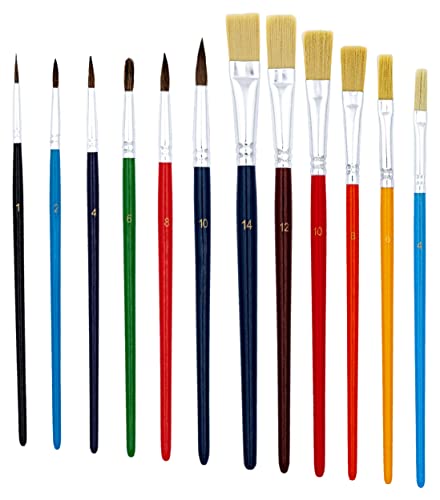 Conipa School Hobby and Craft Brushes Set (12 Brushes)